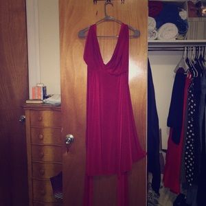 Dessy bridesmaid short twist dress in claret